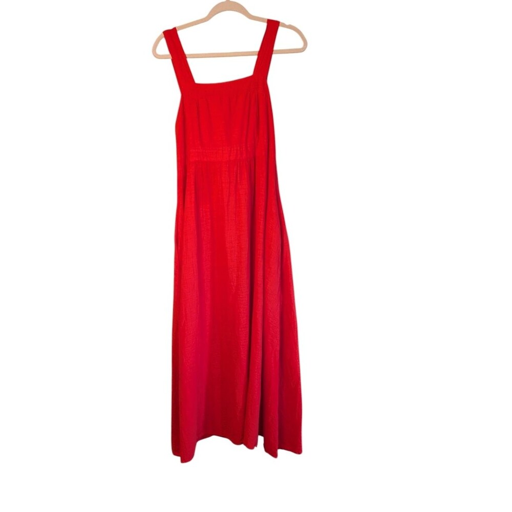 Francesca Bettini Italy Linen blend midi Dress Square Neck Sleeveless Large